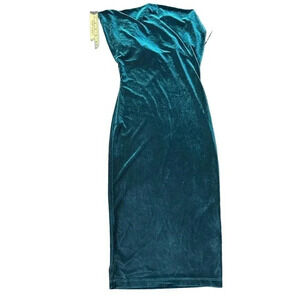 Windsor Vintage Chico‎ A-line Dress Velour Spaghetti Straps Green Womens small